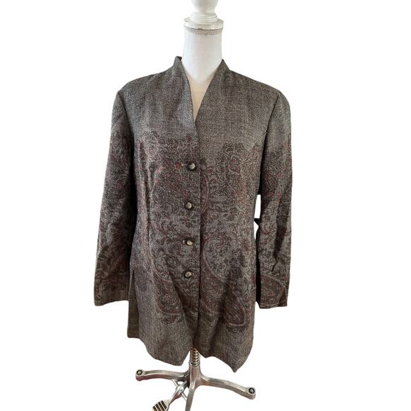 Coldwater Creek Brown Tweed Paisley Print Jacket 16 - Picture 1 of 8